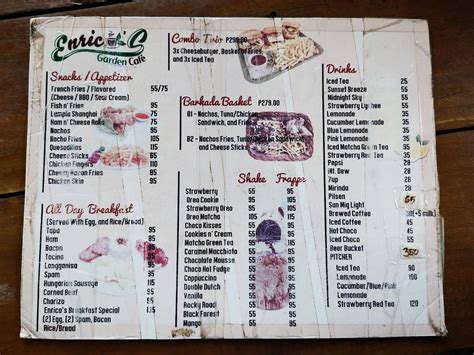 Enrico’s Garden Cafe from Bacolod City Menu .
